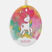 かわいい魔法のユニコーンを追加パーソナライズされた セラミックオーナメント (右)
