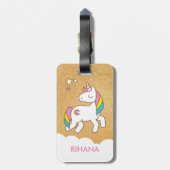 かわいい魔法のユニコーンを追加パーソナライズされた ラゲッジタグ (裏面縦)