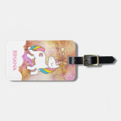 かわいい魔法のユニコーンを追加パーソナライズされた ラゲッジタグ (正面横)
