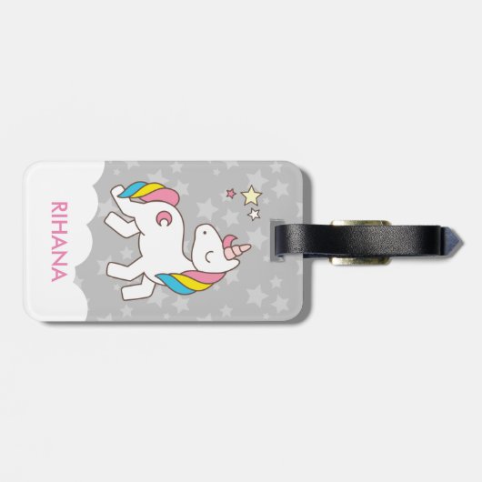 かわいい魔法のユニコーンを追加パーソナライズされた ラゲッジタグ (裏面横)