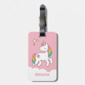 かわいい魔法のユニコーンを追加パーソナライズされた ラゲッジタグ (裏面縦)
