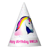 かわいい魔法のユニコーンスターズガールネーム誕生日 パーティーハット (正面)