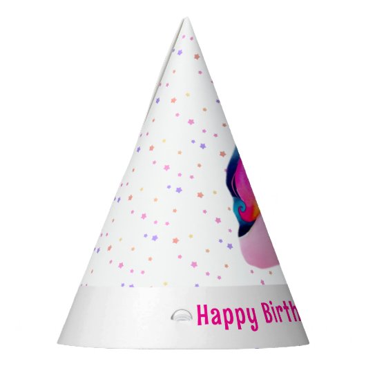 かわいい魔法のユニコーンスターズガールネーム誕生日 パーティーハット (左)