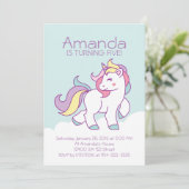 かわいい魔法のユニコーンパステルガールアニマルズ誕生日 招待状 (スタンド正面)