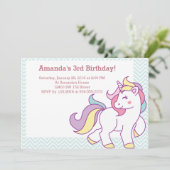 かわいい魔法のユニコーンパステルガールアニマルズ誕生日 招待状 (スタンド正面)