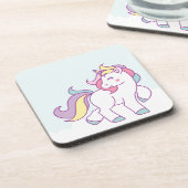 かわいい魔法のユニコーンパステルパーソナライズされたカラー コースター (左側)