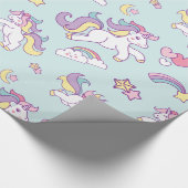 かわいい魔法のユニコーンパステルパーソナライズされたカラー ラッピングペーパー (角)