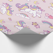かわいい魔法のユニコーンパステルパーソナライズされたカラー ラッピングペーパー (角)