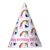 かわいい魔法のユニコーンパターンガールネーム誕生日 パーティーハット (正面)