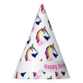 かわいい魔法のユニコーンパターンガールネーム誕生日 パーティーハット (左)