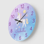 かわいい魔法のユニコーンパーソナライズされた ラージ壁時計 (傾斜)