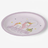 かわいい魔法のユニコーンパープル薄紫子供の誕生日 ペーパープレート (アングル)