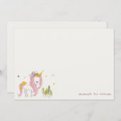 かわいい魔法のユニコーンピンクイエロー子供の誕生日 ノートカード (正面/裏面)