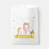 かわいい魔法のユニコーンピンクイエロー子供の誕生日 フェイバーバッグ (正面)