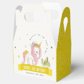かわいい魔法のユニコーンピンクイエロー子供の誕生日 フェイバーボックス (オープン)