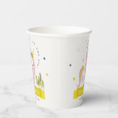 かわいい魔法のユニコーンピンクイエロー子供の誕生日 紙コップ (右)