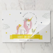 かわいい魔法のユニコーンピンク子供の誕生日ランチョンマット ペーパーパッド (折り畳み)