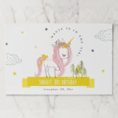 かわいい魔法のユニコーンピンク子供の誕生日ランチョンマット ペーパーパッド (正面)