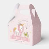 かわいい魔法のユニコーンピンク赤面子供の誕生日 フェイバーボックス (裏面サイド)
