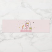 かわいい魔法のユニコーンピンク赤面子供の誕生日 ペットボトルラベル (シングルラベル)