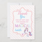 かわいい魔法のユニコーンピンク サンキューカード (正面)