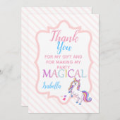 かわいい魔法のユニコーンピンク サンキューカード (正面/裏面)