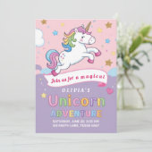 かわいい魔法のユニコーンレインボーガール誕生日 招待状 (スタンド正面)