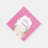 かわいい魔法のユニコーン熱いピンクの女の子の誕生日パーティー スタンダードランチョンナプキン (角)