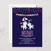 かわいい魔法のユニコーン虹の誕生日パーティー ポストカード (正面/裏面)