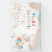 かわいい魔法のユニコーン虹の誕生日パーティー 横断幕 (縦)