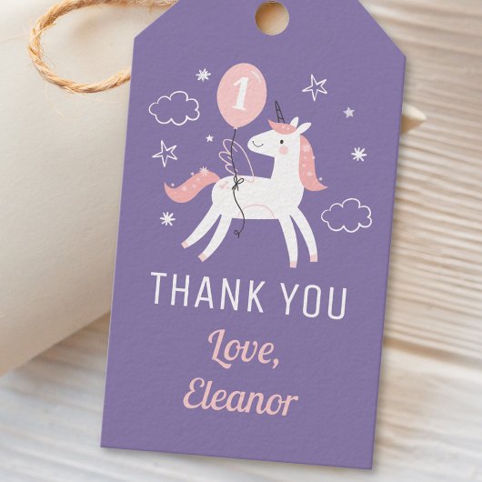 かわいい魔法のユニコーン誕生日ありがとう ギフトタグ