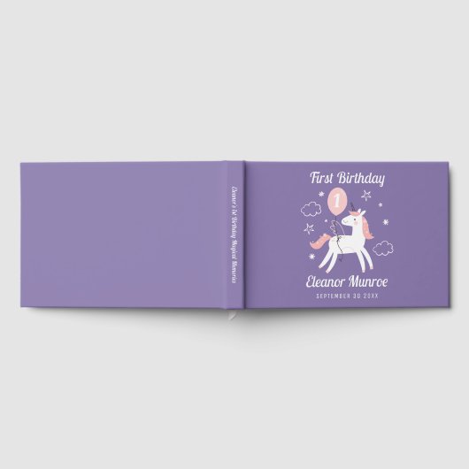 かわいい魔法のユニコーン誕生日パーティーゲストブック ゲストブック (全面)