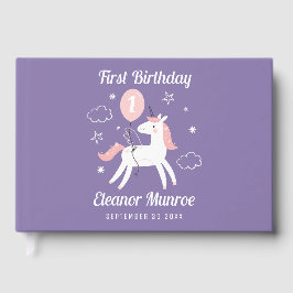 かわいい魔法のユニコーン誕生日パーティーゲストブック ゲストブック