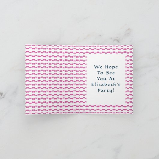 かわいい魔法のユニコーン グリッター誕生日パーティー カスタム 招待状 (内部)