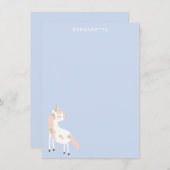 かわいい魔法のユニコーン パステルピンク パープル ゴールド 名前 サンキューカード (正面/裏面)