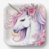 かわいい魔法のユニコーン ペーパープレート (正面)