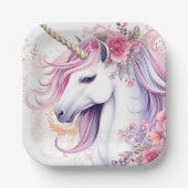 かわいい魔法のユニコーン ペーパープレート (正面)