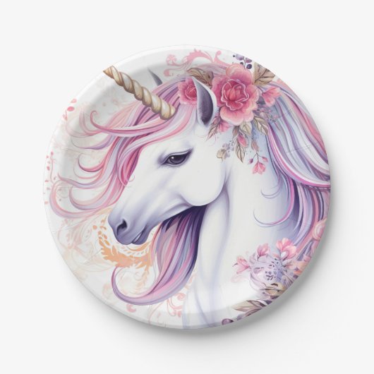 かわいい魔法のユニコーン ペーパープレート (正面)