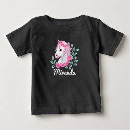 かわいい魔法のユニコーン　名前をカスタマイズ可能 ベビーTシャツ