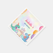 かわいい魔法のレインボーディノユニコーンバースデーパーティー スタンダードカクテルナプキン (角)