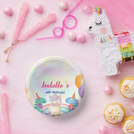 かわいい魔法のレインボーディノユニコーンバースデーパーティー ペーパーボウル