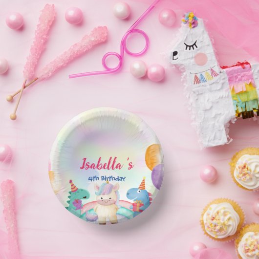 かわいい魔法のレインボーディノユニコーンバースデーパーティー ペーパーボウル (パーティー)