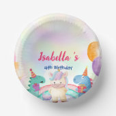 かわいい魔法のレインボーディノユニコーンバースデーパーティー ペーパーボウル (正面)