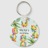 かわいい魔法のレインボー恐竜ハッピーバースデーパーティー キーホルダー (正面)