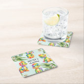 かわいい魔法のレインボー恐竜ハッピーバースデーパーティー スクエアペーパーコースター (インサイチュ)