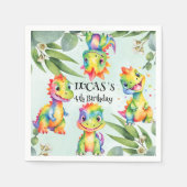かわいい魔法のレインボー恐竜ハッピーバースデーパーティー スタンダードカクテルナプキン (正面)