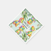 かわいい魔法のレインボー恐竜ハッピーバースデーパーティー スタンダードカクテルナプキン (角)