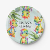 かわいい魔法のレインボー恐竜ハッピーバースデーパーティー ペーパープレート (正面)