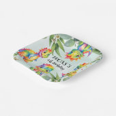 かわいい魔法のレインボー恐竜ハッピーバースデーパーティー ペーパープレート (傾斜あり)