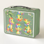 かわいい魔法のレインボー恐竜ハッピーバースデーパーティー メタルランチボックス (裏面)